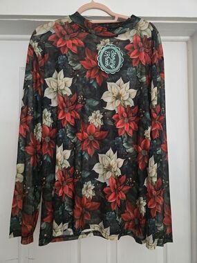 STERLING KREEK Meet Me Under The Poinsettia Shirts - 3X
